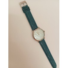 VINTAGE Mondia ανδρικό ρολόι με ασημένιο καντράν και πράσινο - τυρκουάζ δερμάτινο λουράκι (VIN50 - 1-570-8)